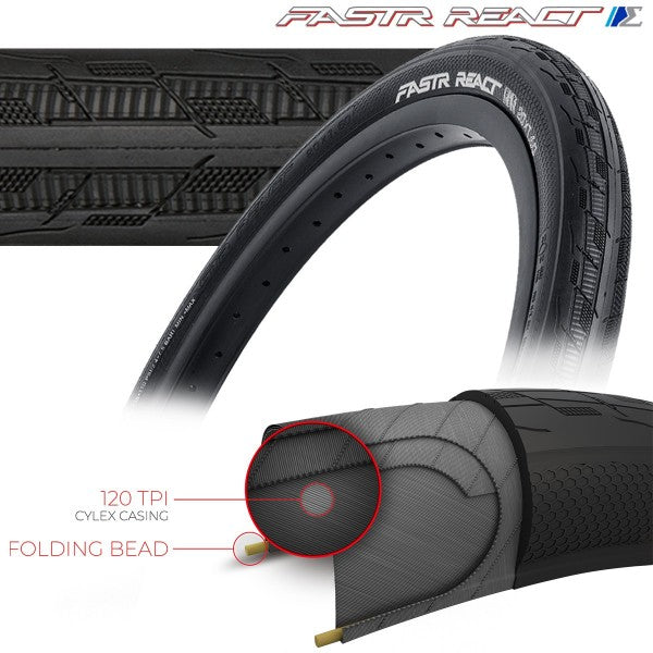Tioga Fastr React S-Spec Blk LBL Tires - 120 TPI - Folding Bead
