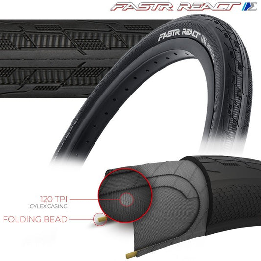Tioga Fastr React S-Spec Blk LBL Tires - 120 TPI - Folding Bead