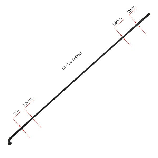 Excess Double Butted Spokes Black (Unit)