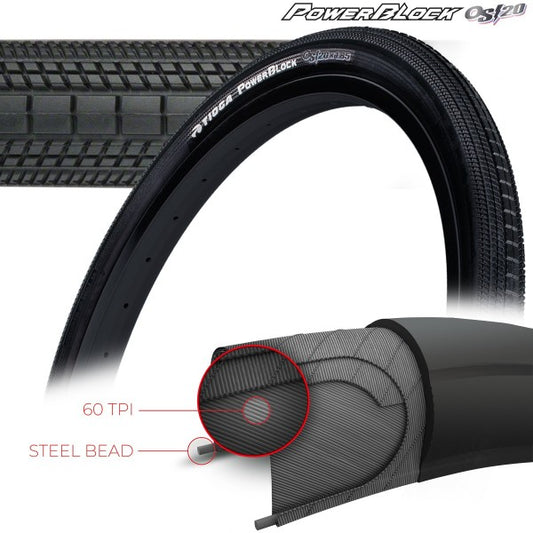 Tioga OS20 Powerbloack Tires - 60 TPI - Wire Bead