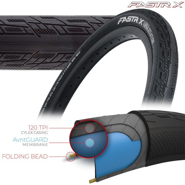 Tioga Fastr-X Blk LBL Tires - 120 TPI - Folding Bead