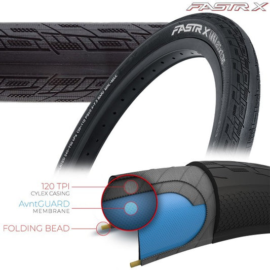 Tioga Fastr-X Blk LBL Tires - 120 TPI - Folding Bead