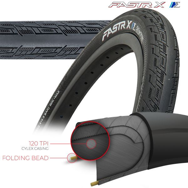 Tioga Fastr-X S-Spec Blk LBL Tires - 120 TPI - Folding Bead
